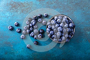 Juicy and fresh blueberries on a beautiful background