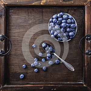 Juicy and fresh blueberries on a beautiful background