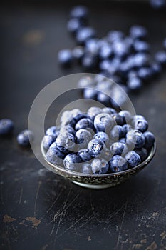 Juicy and fresh blueberries on a beautiful background