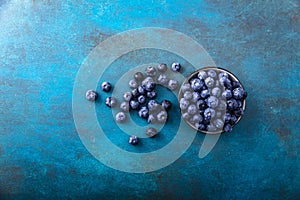 Juicy and fresh blueberries on a beautiful background