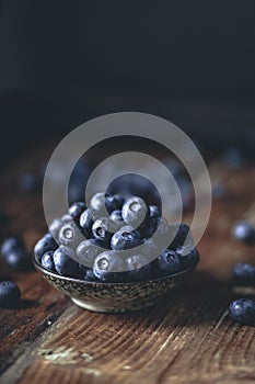 Juicy and fresh blueberries on a beautiful background