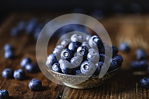 Juicy and fresh blueberries on a beautiful background