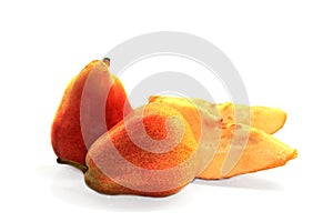 juicy fresh pears on a white background photo