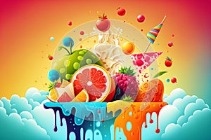 Juicy fruit assortment food background