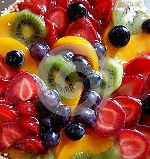 Juicy fruit cake with various fruits. Yummy!