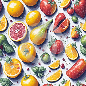 juicy fruit mix, seamless pattern
