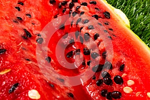 Juicy fruit watermelon with seeds close-up