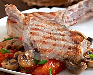 Juicy grilled pork steak