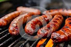 Juicy Grilled Sausages on a Barbecue: A Summer Grilling Classic for Food Magazines