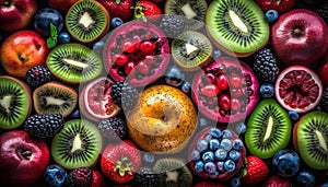 Juicy kiwi and berry salad, a colorful healthy lifestyle choice generated by AI