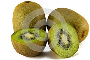 Juicy kiwi fruit isolated on white background.