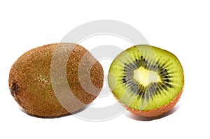 Juicy kiwi with section isolated on white background.