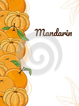 Juicy mandarins. Fresh fruit. Vector illustration.