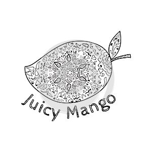 Juicy Mango Black and White Mandala