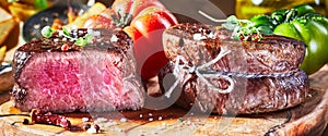 Juicy medium rare fillet steak mignon