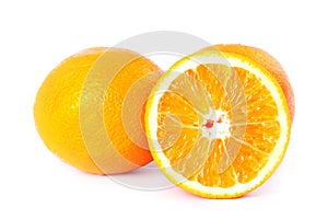 Juicy oranges isolated on white background close-up