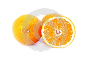 Juicy oranges isolated on white background close-up