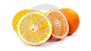 Juicy oranges  on white background close-up