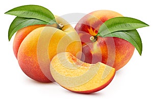 Juicy peach isolated on the white background