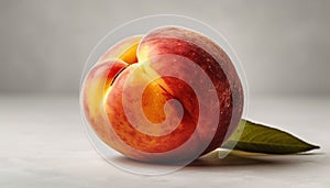 Juicy peach slice, ripe and fresh, perfect summer snack generated by AI