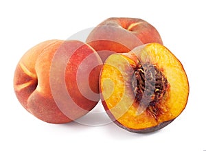 Juicy peaches isolated on white
