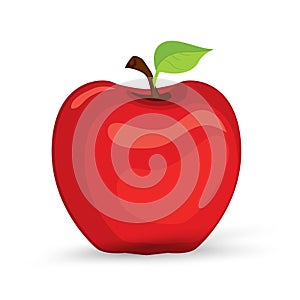 A juicy red apple fruit icon vector. Red apple fruit object, element on isolated white background