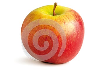 Juicy red apple on a white background