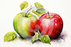 Juicy red fresh green leaf food fruit nature background background apple ripe
