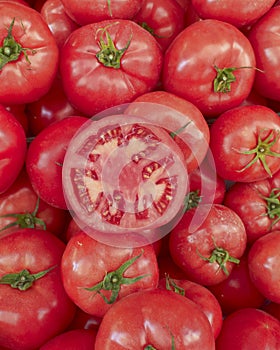 Juicy red tomato cut