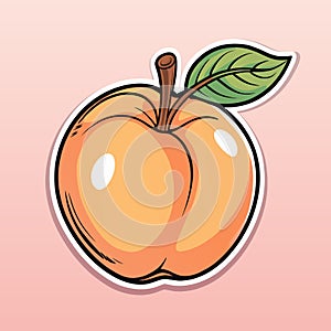 Juicy and ripe peach. Color vector illustration