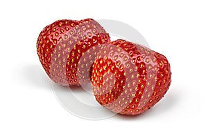 Juicy ripe red strawberry, isolated on white background. Close-up