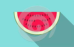 Juicy ripe slice of watermelon with seeds.