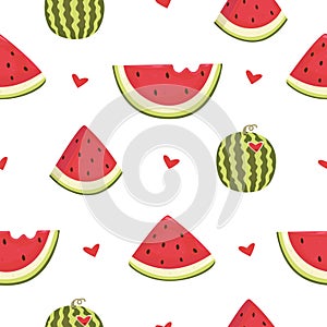 Juicy and ripe watermelon seamless pattern