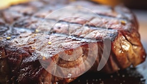 Juicy sirloin steak grilled to perfection, ready to eat with freshness generated by AI