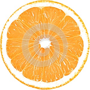 Juicy slice of orange isolated on a white background with clipping path.