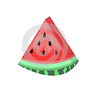 Juicy slice of ripe watermelon with seeds.