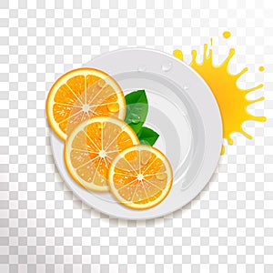 Juicy Sliced Orange on a White Plate