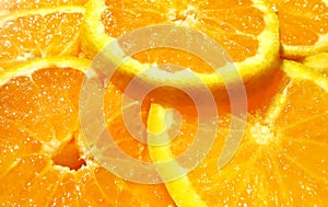 Juicy sliced oranges