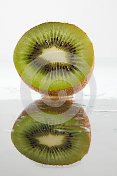 Juicy sliced reflected kiwi