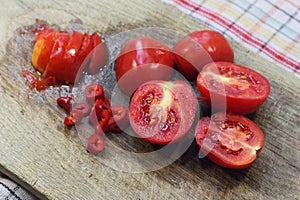 Juicy sliced tomatoes