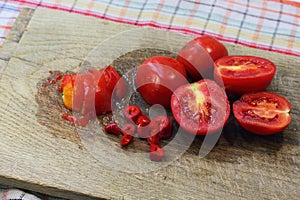 Juicy sliced tomatoes