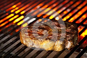 Juicy steak on barbecue