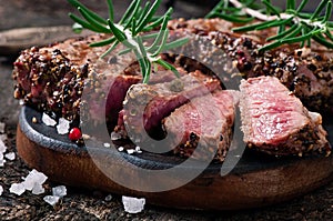 Juicy steak medium rare beef