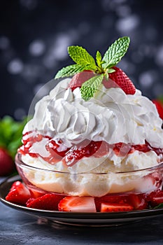 Juicy Strawberries with Whipped Cream - Perfect for Text Placement and Menu Presentation