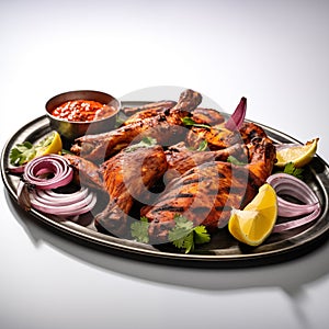 Juicy Tandoori Chicken Pieces on Platter