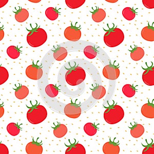 Juicy and tasty tomatoes design. Seamless tomato pattern. Vector illustration.