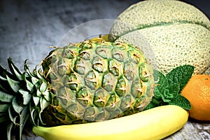 Juicy tropical, exotic fruit in healthy vegetarian diet
