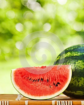 Juicy watermelon against natural background