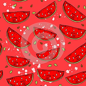 Juicy watermelon seamless pattern.