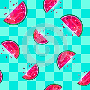 Juicy watermelon slices seamless pattern